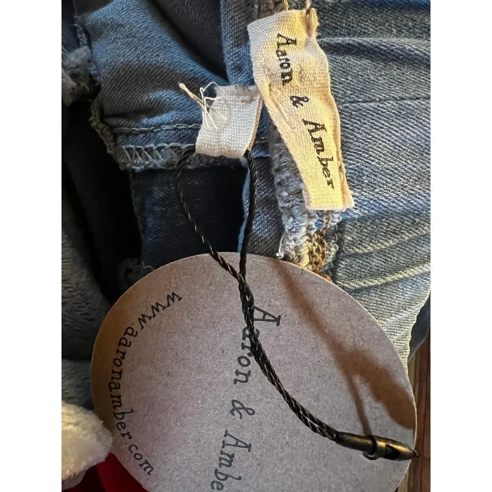 Aaron & Amber‎ Distressed Bell Bottom Flare Jeans High Waist Retro Boho Denim S